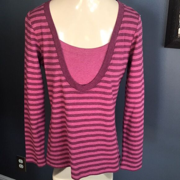 L. A. Blues raspberry stripe stretch top, NWT, Sm - Picture 1 of 5